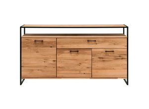 4066075036760 - Lomadox - Sideboard Eiche massiv geölt FORST-64 mit umlaufendem Metallrahmen b h t ca 170 92 44 cm - braun