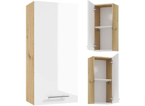 4066075069997 - Lomadox - Badezimmer Hängeschrank in Artisan Eiche Nb mit weiß Hochglanz lackiert SEIA-107 b h t ca 32 70 21 cm - weiß