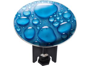 4008838212516 - WENKO Waschbeckenstöpsel Pluggy® XL Drops für alle handelsüblichen Abflüsse Blau Kunststoff mehrfarbig  Messing chrom - blau