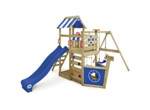 4250533903736 - Wickey - Spielturm Klettergerüst SeaFlyer mit Schaukel & Rutsche Baumhaus mit Sandkasten Kletterleiter & Spiel-Zubehör - blau - 1