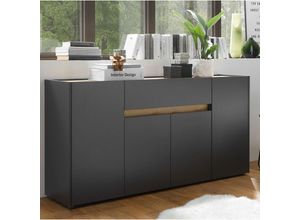 4066075003816 - Lomadox - Sideboard Wohnzimmer CRISP-61 in anthrazit mit Absetzungen in Wotan Eiche Nb b h t ca 170 87 40 cm - braun