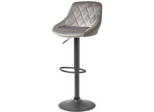 5056280705970 - Barstuhl Henley - Samt Barhocker höhenverstellbar 97cm - grau - Grau - Homescapes