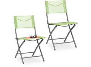 4052025359089 - Gartenstuhl 2er Set Klappstuhl für Garten Balkon Terrasse Metall Campingstuhl bis 120 kg wetterfest grün - Relaxdays