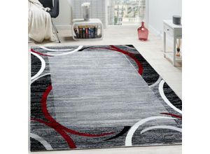 4250857562657 - Paco Home Wohnzimmer Teppich Bordüre Kurzflor Meliert Modern Hochwertig Grau Schwarz Rot 120x170 cm