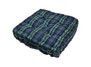 5055967421714 - Sitzkissen Blackwatch Schottenmuster 40 x 40 x 10 cm & Polyester - Blau - Homescapes