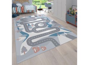 4061981094378 - Kinderteppich Spielteppich Teppich Kinderzimmer Straßen Design Mit Tieren Creme 200x290 cm - Paco Home