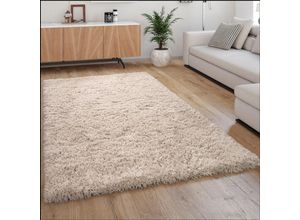 4250857590797 - Hochflor Teppich Kuschelig Modern Shaggy Flokati Stil Gemütlich Uni In Beige 80x150 cm - Paco Home