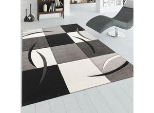 4250857527588 - Teppich Diamond 665 Teppiche Gr B L 200 cm x 290 cm 17 mm 1 St schwarz (schwarz weiß) Esszimmerteppiche Karo Muster 3D-Design auch als Läufer Wohnzimmer Schlafzimmer