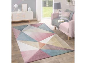 4250857585885 - Teppich Kurzflor Modern Trendig Pastell Geometrisches Design Inspiration Multi 70x250 cm - Paco Home