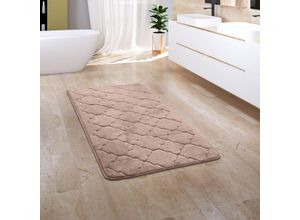 4061981172175 - Badezimmerteppich Badematte Badteppich Badvorleger Flauschig Memory Foam 3D 60x100 cm Beige - Paco Home