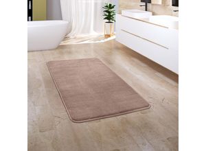 4061981172571 - Badezimmerteppich Badematte Badteppich Badvorleger Flauschig Memory Foam 3D Beige 2 65x120 cm - Paco Home