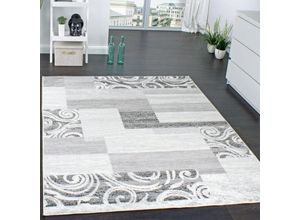 4250857532612 - Paco Home Designer Teppich Wohnzimmer Teppich Kurzflor Muster in Grau Creme Preishammer 80x150 cm