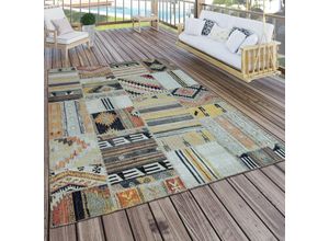 Image of Paco Home - In- & Outdoor Teppich Modern Ethno Muster Terrassen Teppich Bunt ø 160 cm Rund