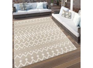 4061981224775 - Paco Home - Outdoor Teppich Wetterfest Balkon Wohnzimmer Boho Skandi Geometrisch 3D Beige 80x250 cm