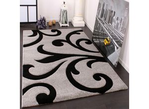 4250857502004 - Designer Teppich mit Konturenschnitt Modern Grau Schwarz 120x170 cm - Paco Home