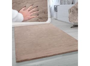 4061981171840 - Paco Home Hochflor Teppich Wohnzimmer Super Softes Kaninchenfell Imitat Kunstfell Beige 150x170 cm Oval