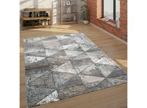 4061981118739 - Teppich Wohnzimmer Kurzflor Mit Rauten Muster Vintage Look Modern Beige Grau 80x150 cm - Paco Home