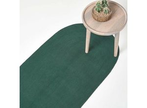5055967498365 - Handgewebter geflochtener Teppich in Dunkelgrün 66 x 200 cm - Dunkelgrün - Homescapes 5055967498365 - Handgewebter geflochtener Teppich in Dunkelgrün 66 x 200 cm - Dunkelgrün - Homescapes