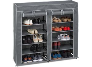 4052025895785 - Relaxdays - Schuhschrank Stoff 12 Fächer 36 Paar Schuhe abnehmbarer Bezug Schuhregal hbt 107 x 115 x 30 cm anthrazit