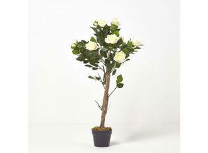 5055967456068 - Kunstbaum Weiß Rosenbaum 90 cm - Weiß - Homescapes