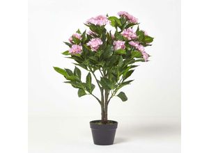 5055967456198 - Kunstpflanze Pink Hortensie im Topf 85 cm - Rosa - Homescapes