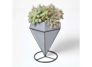 5055967498693 - Künstlicher Succulenten Arrangement in geometrisch Topf 31 cm hoch - Grün - Homescapes