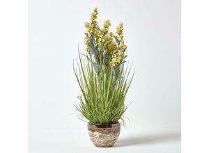 5055967498815 - Kunstblumen Lavendel in brauner Topf gelb 66 cm hoch - Gelb - Homescapes