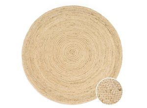 4061981167959 - Paco Home Teppich Rund Wohnzimmer Jute Boho Ethno Muster Modern Handgefertigt Naturteppich 160 cm Rund Elfenbein 2