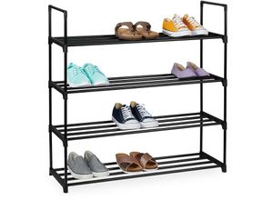 4052025891121 - Relaxdays - Schuhregal Stecksystem 4 Ebenen für 16 Paar Schuhe hbt 915 x 905 x 305 cm Schuhständer Metall schwarz