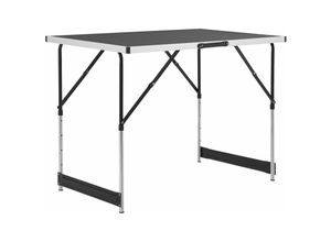 4260565527282 - Multifunktionstisch 3 teilig - klappbar höhenverstellbar - Alu Klapptisch 100x60 cm - Flohmarkt Tapeziertisch Campingtisch - Tisch Schwarz - Juskys