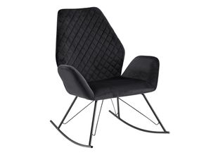 4251757708428 - Finebuy - Schaukelstuhl Schwarz 73x94x84 cm Design Relaxsessel Samt   Metall Schwingsessel mit Gestell Polster Relaxstuhl Schaukelsessel Moderner