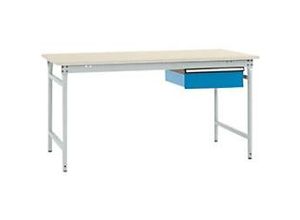 4045916194418 - BB52577035 Komplett-Beistelltisch BASIS stationär mit Kunststoff-Platte + Einzelschubfach BxTxH 1500 x 800 x 780 mm Lichtgrau (RAL 7035)