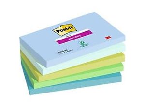 4054596924376 - Post-it Super Haftnotizen 76 x 127 mm Blau Grün Rechteckig Einfarbig 5 Blöcke mit 90 Blatt