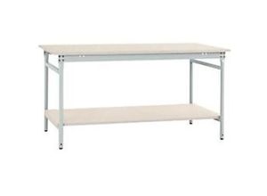 4045916193114 - BB52077035 Komplett-Beistelltisch BASIS stationär mit Kunststoff-Platte + Zwischenboden BxTxH 750 x 500 x 780 mm Lichtgrau (RAL 7035)