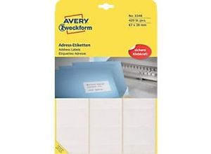 4004182033487 - AVERY Zweckform 3348 Universaletiketten Weiß 67 x 38 mm 20 Blatt à 21 Etiketten