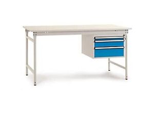 4045916196542 - BB52875007 Komplett-Beistelltisch BASIS stationär mit Kunststoff-Platte + Gehäuse-Unterbau BxTxH 1500 x 800 x 780 mm Brillantblau (RAL 5007)