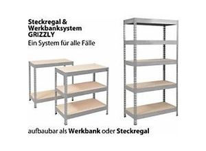 4059382080960 - Office Marshal Schwerlastregal Grizzly Grau Anthrazit 5 Fächer 1800 x 900 x 450 mm