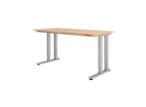 4032062177662 - Elektrisch Höhenverstellbar Schreibtisch Rechteckig Buche Spanplatte Silber C-Fuß 180 x 80 cm