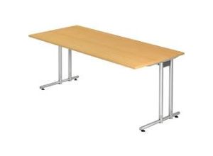 4032062028322 - HAMMERBACHER Prokura Schreibtisch buche rechteckig C-Fuß-Gestell silber 1800 x 800 cm