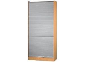 4032062005286 - Rollladenschrank TARVIS abschließbar 5 Ordnerhöhen B 900 x T 400 x H 2004 mm Buche-Dekor alusilber