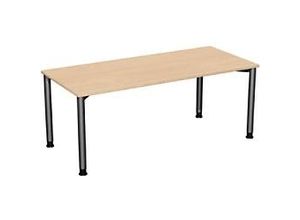 4038933479989 - Flex höhenverstellbarer Schreibtisch buche anthrazit rechteckig 4-Fuß-Gestell grau 1800 x 800 cm