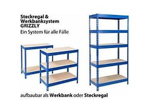 4059382080915 - Office Marshal Steckregal Grizzly Blau 5 Fächer 2200 x 900 x 600 mm