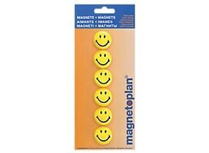 4013695028453 - Magnet ® Smiley 30mm 005kg Ferrit gelb 6 St Pack Durchmesser 30 mm - Magnetoplan