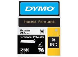 0071701184849 - DYMO Rhino Industrie Permanente Polyesteretiketten | 19 mm x 55 m | Schwarz auf Weiß | selbstklebendes Schriftband | für  Rhino und LabelManager Beschriftungsgerät