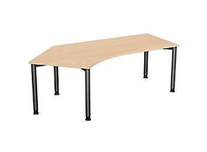 4038933415956 - Flex höhenverstellbarer Schreibtisch buche anthrazit L-Form 4-Fuß-Gestell grau 2166 x 1130 cm