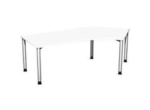 4038933482989 - Flex höhenverstellbarer Schreibtisch weiß silber L-Form 4-Fuß-Gestell silber 2166 x 1130 cm