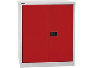 5020073772753 - BISLEY UNIVERSAL Flügeltürenschrank HxBxT 1000 x 914 x 400 mm 1 Fachboden 2 Ordnerhöhen lichtgrau   kardinalrot