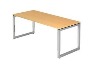 4032062154427 - HAMMERBACHER RS19 höhenverstellbarer Schreibtisch buche rechteckig Kufen-Gestell silber 1800 x 800 cm