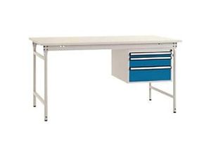 4045916195132 - BB52715007 Komplett-Beistelltisch BASIS stationär mit Melamin-Platte + Gehäuse-Unterbau BxTxH 1250 x 800 x 780 mm Brillantblau (RAL 5007)