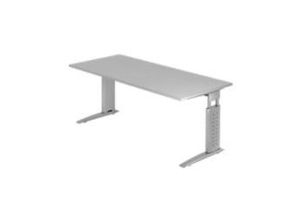 4032062140987 - HAMMERBACHER US19 höhenverstellbarer Schreibtisch lichtgrau rechteckig C-Fuß-Gestell silber 1800 x 800 cm